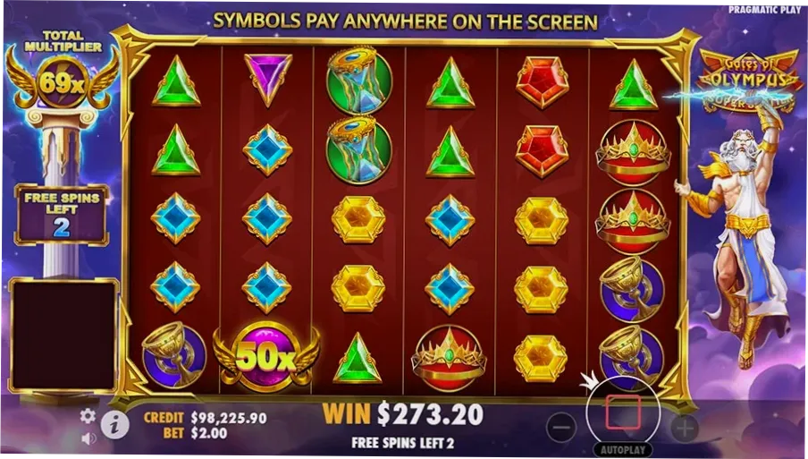 Gates of Olympus Super Scatter Free Spins round with multiplier orbs